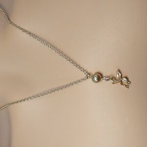 Goldtone Playboy Bunny Necklace 20" Crystal